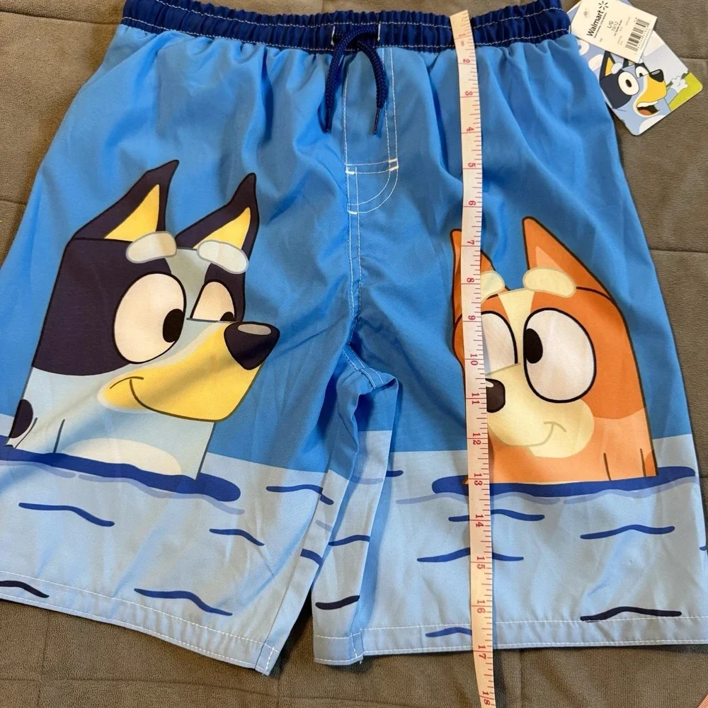 Bluey & Bingo Boys Swim Trunks Large‎ 10/12 UPF-50+ NWT